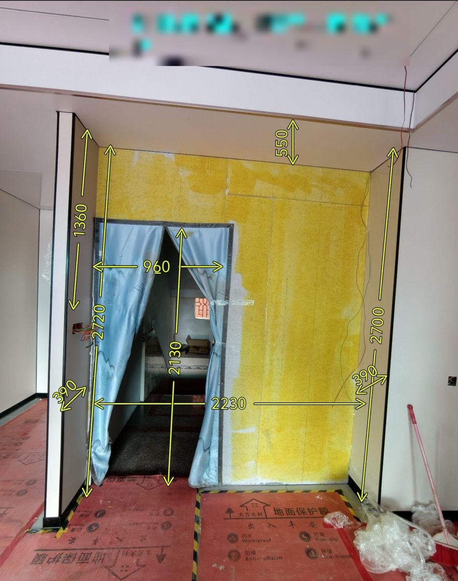 二楼餐边柜(门洞包进柜体) 量尺当天(实拍)